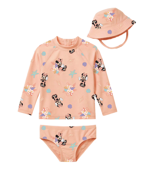 Disney Baby Minnie Mouse UPF50+ 3-Pcs Bathing Suit Set (0-12M)