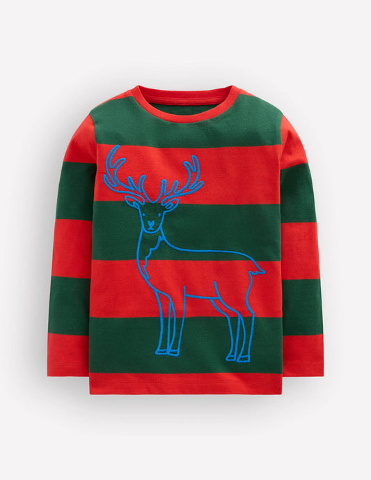 Striped Stitch Detail T-Shirt