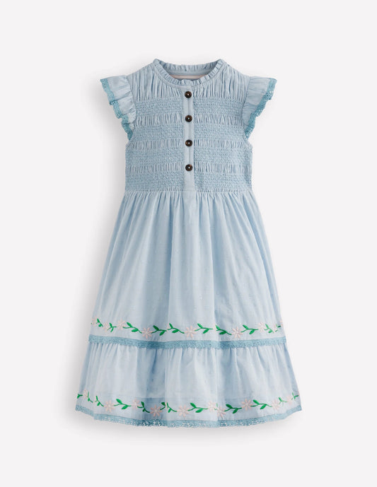 Shirred Bodice Midi Dress