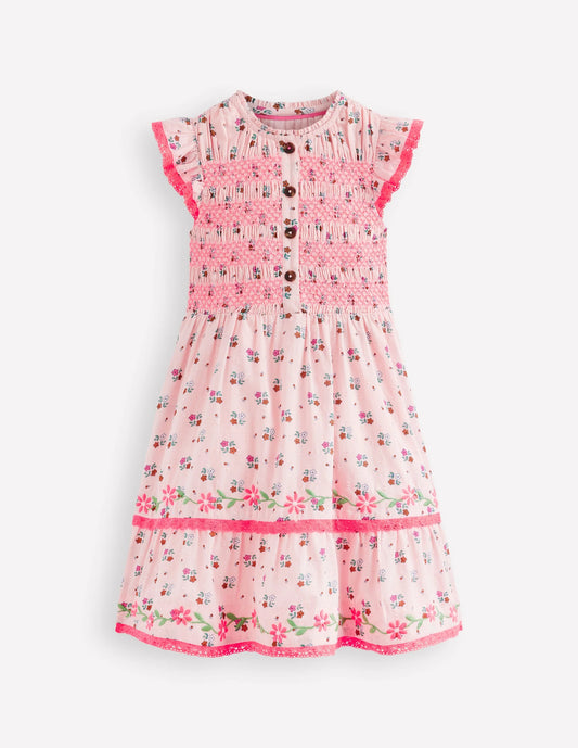 Shirred Bodice Midi Dress