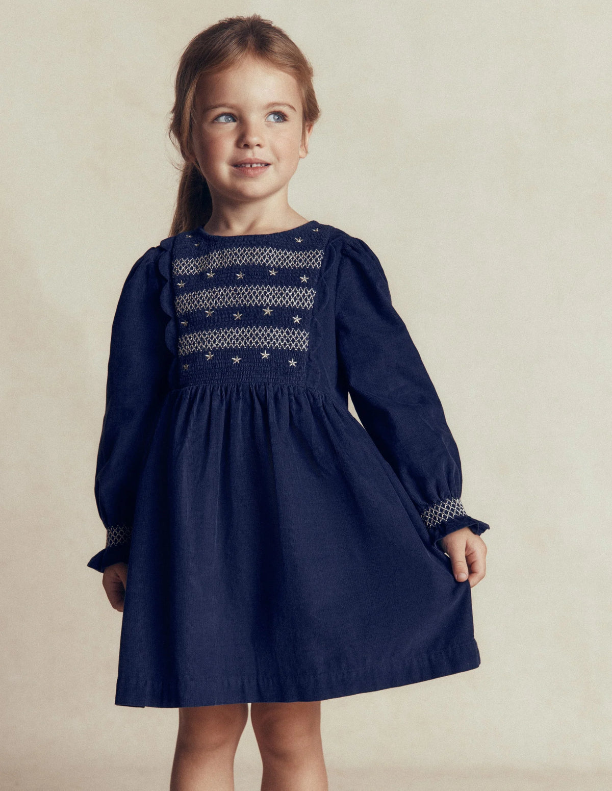 Smocked Corduroy Sparkle Dress