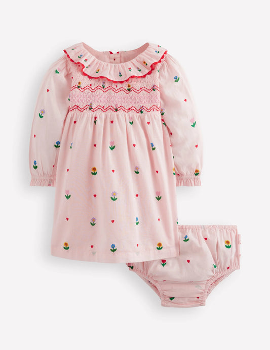 Embroidered Smocked Dress