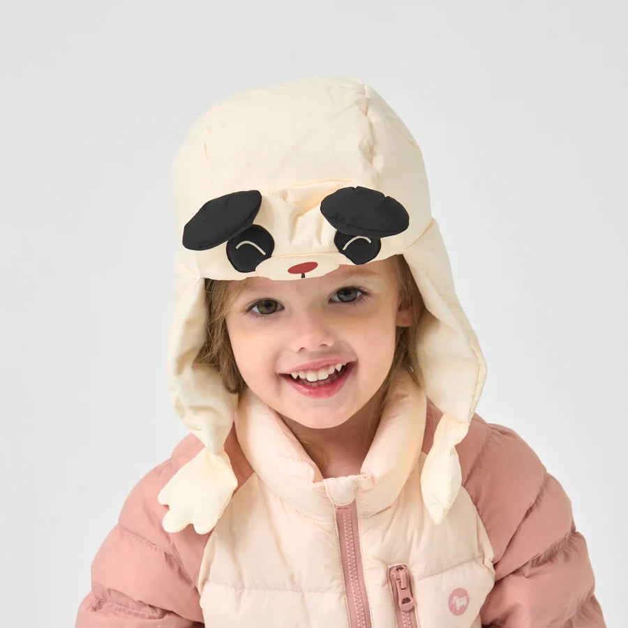 Baby Toddler White Duck Down Winter Hat - Panda
