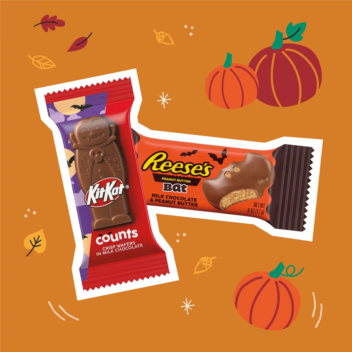 Reese's and Kit Kat Milk Chocolate Halloween Pumpkin Candy Shapes - 18.44oz/30pc