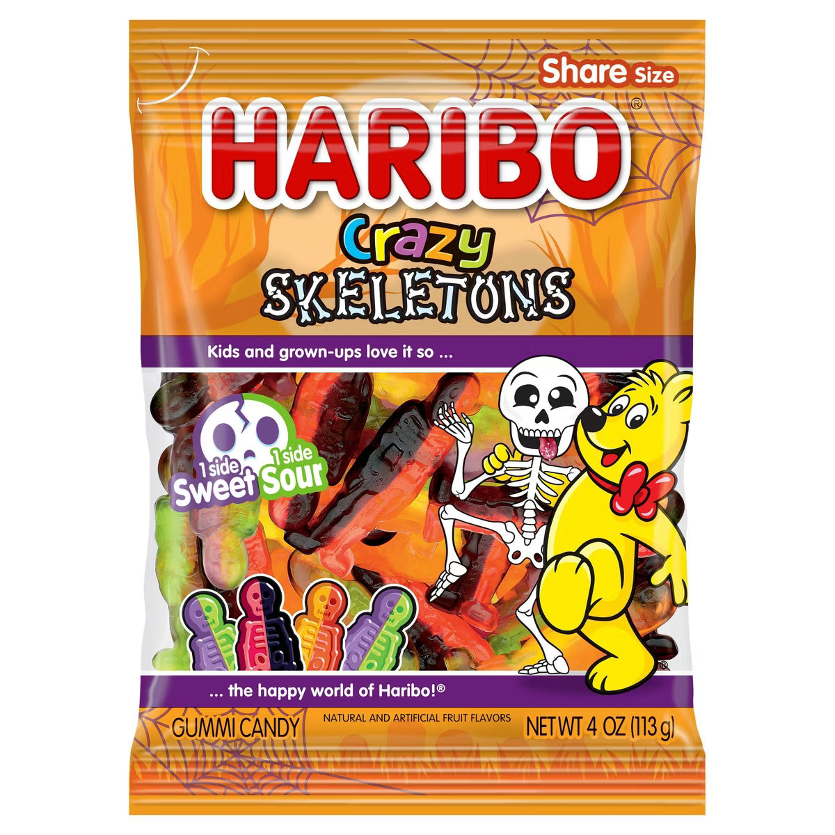 HARIBO Halloween Crazy Skeletons Gummy Candy - 4oz