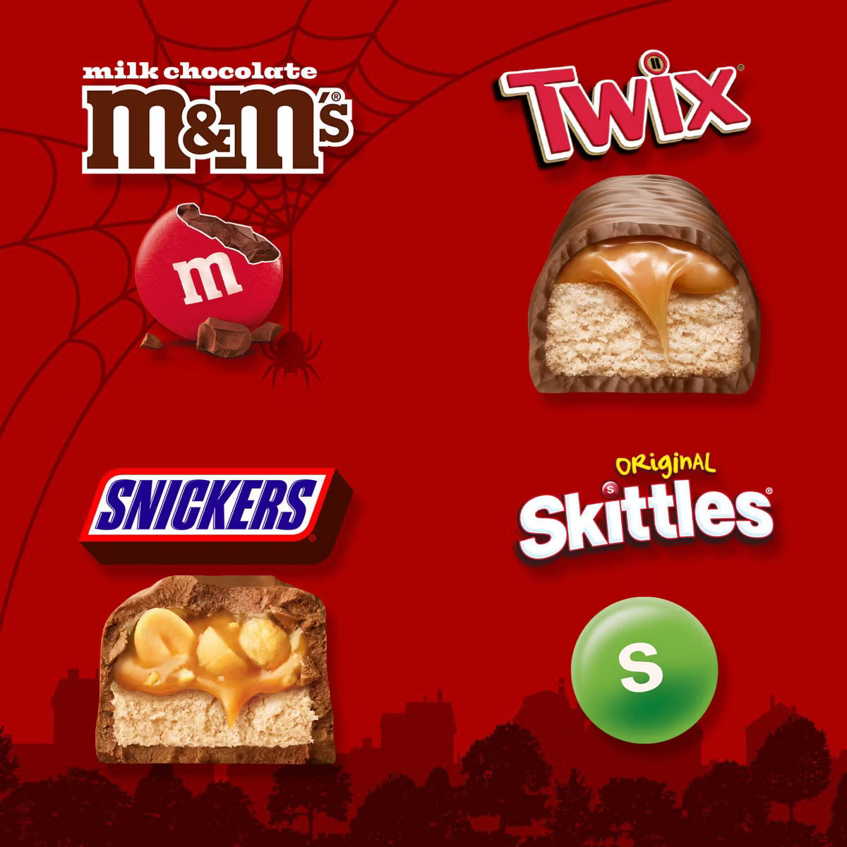 Mars - M&M's, Snickers, Skittles & Twix Halloween Chocolate and Fruit Candy Variety Pack Bulk Bag - 24.01oz/60ct