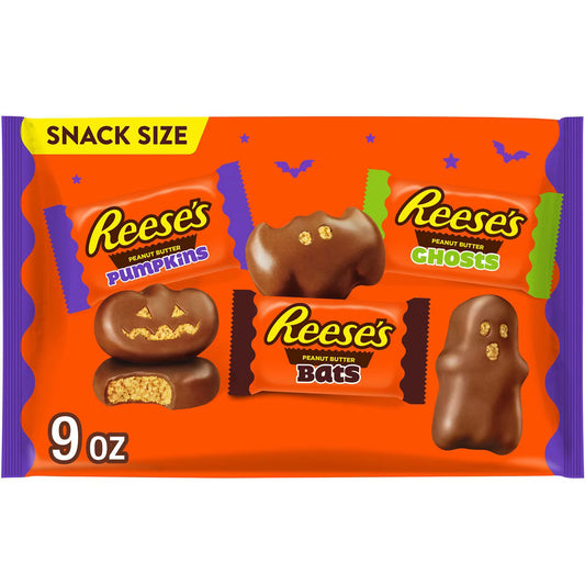 Reese's Peanut Butter Milk Chocolate Assorted Shapes Halloween Candy Snack Size - 9oz