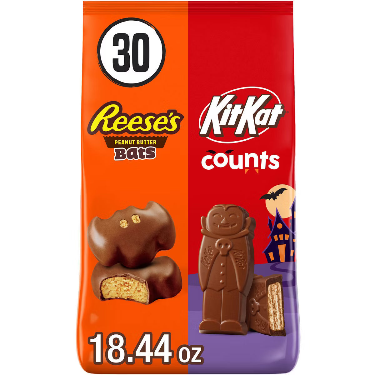 Reese's and Kit Kat Milk Chocolate Halloween Candy Shapes Bulk Bag - 18.44oz/30ct