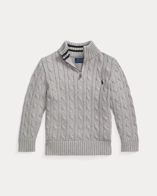 Cable-Knit Cotton Quarter-Zip Sweater (3 Colors)
