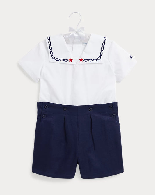 Cotton Sailor Shirt & Linen Short Set