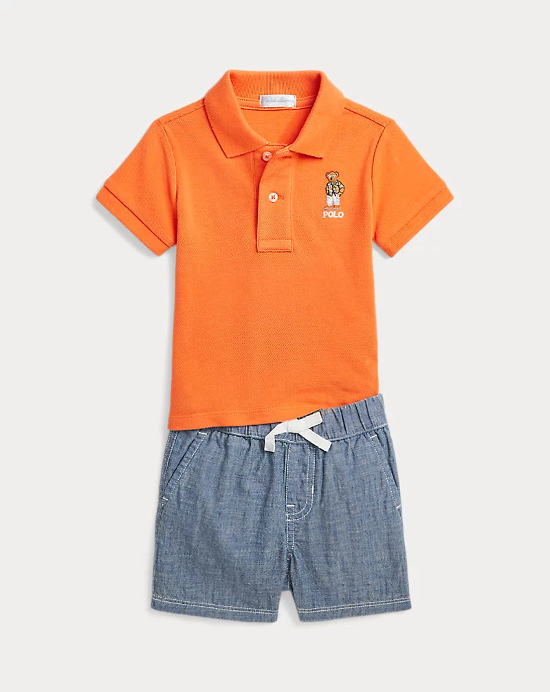 Polo Bear Cotton Polo Shirt & Short Set