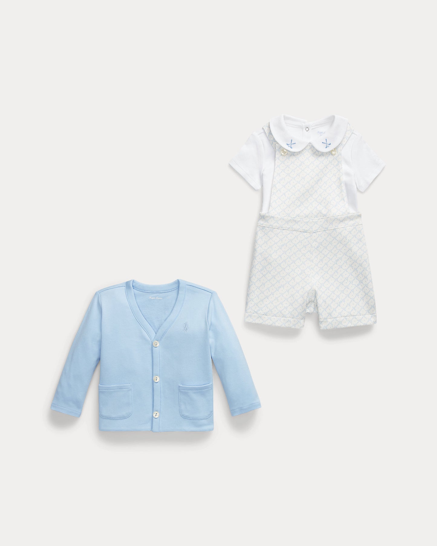 Cotton Bodysuit, Cardigan & Overall Set