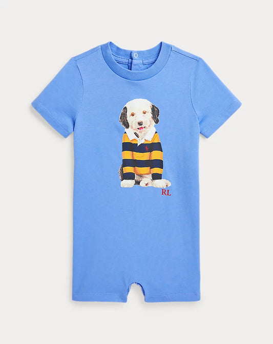 Dog-Print Cotton Jersey Shortall