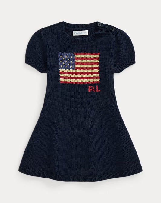 Flag-Intarsia Cotton Sweater Dress