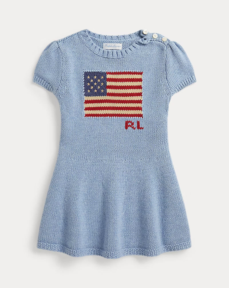 Flag-Intarsia Cotton Sweater Dress