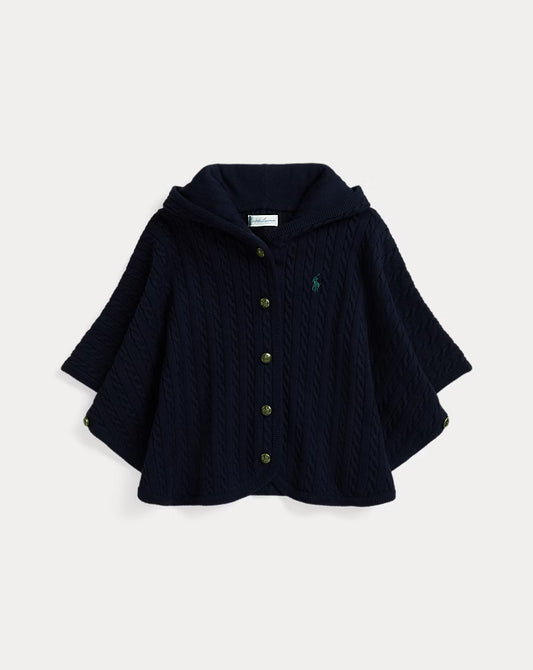 Mini-Cable Cotton Hooded Poncho