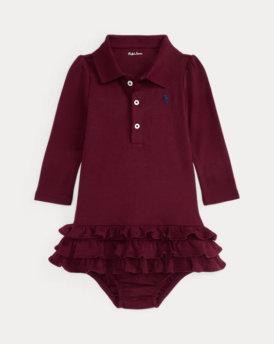 Ruffled Soft Cotton Polo Dress & Bloomer (2 Colors)