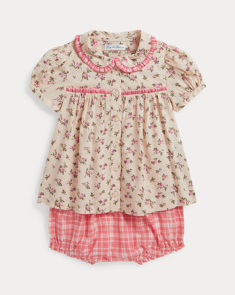 Floral Cotton Shirt & Gingham Bloomer