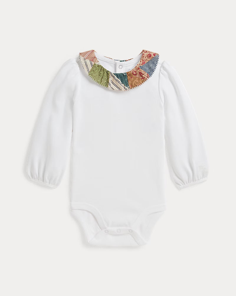 Ruffle-Overlay Cotton Interlock Bodysuit