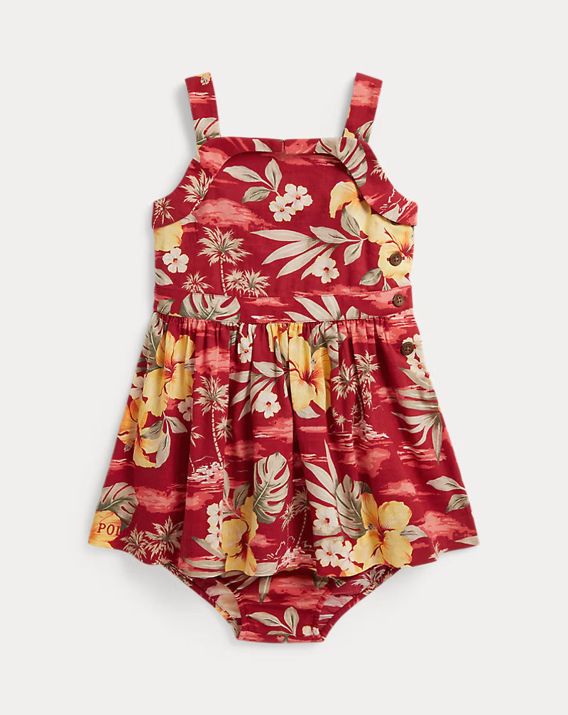 Tropical-Print Cotton Dress & Bloomer