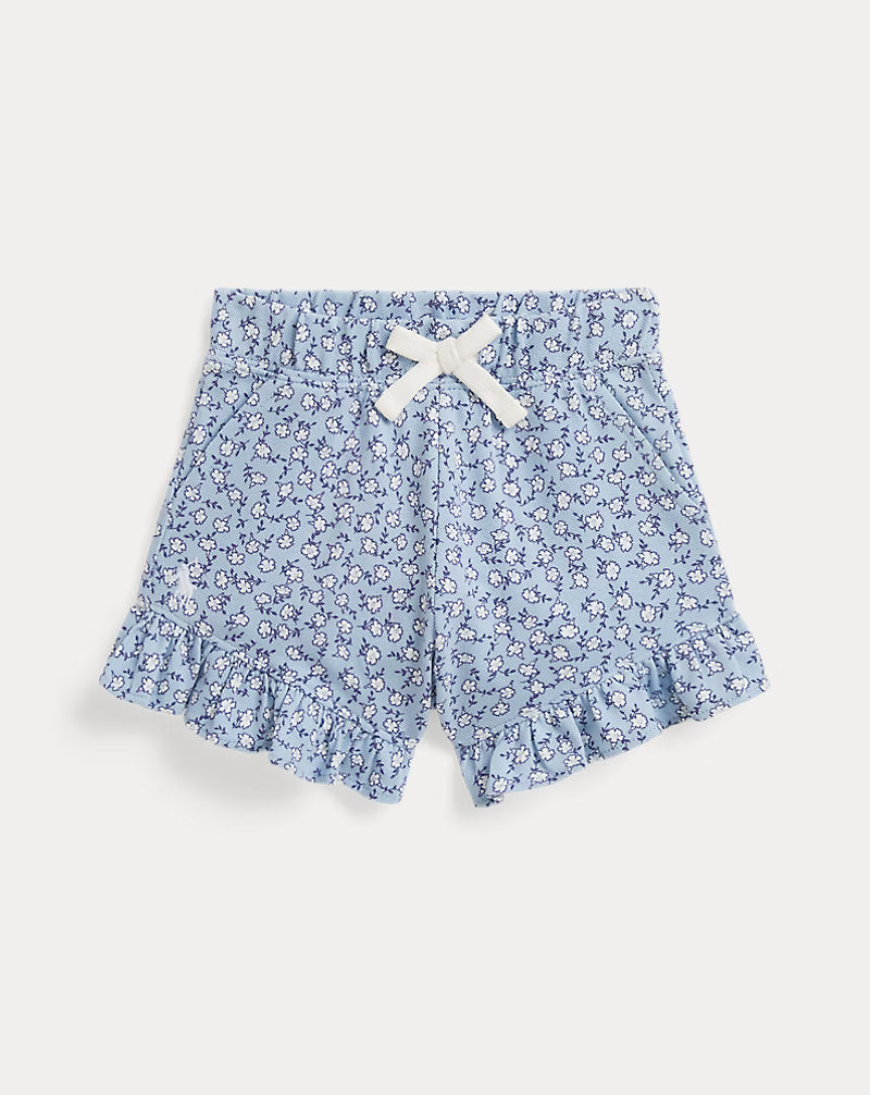 Floral Ruffled Stretch Mesh Short