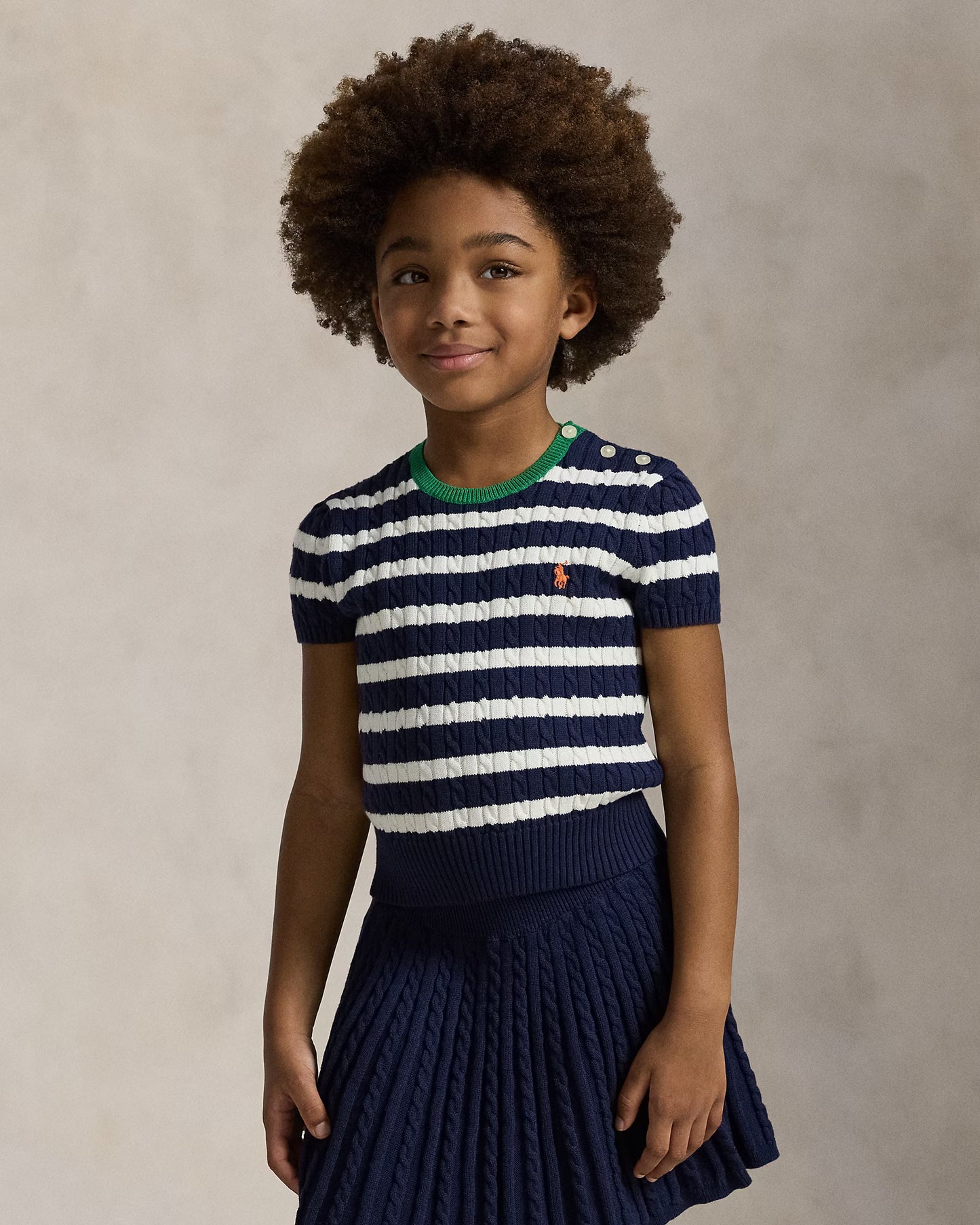 Striped Cotton Sweater & Skirt Set