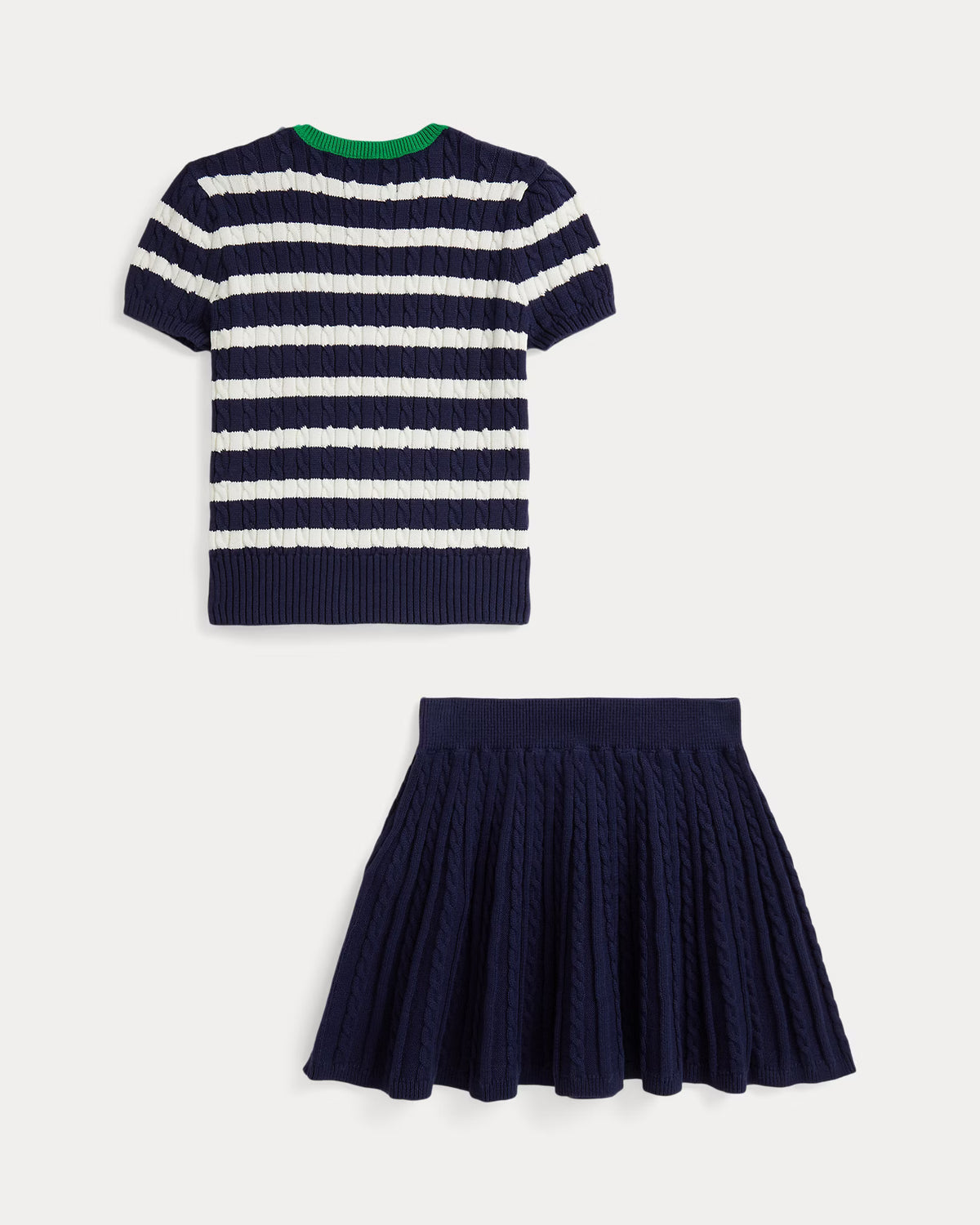 Striped Cotton Sweater & Skirt Set