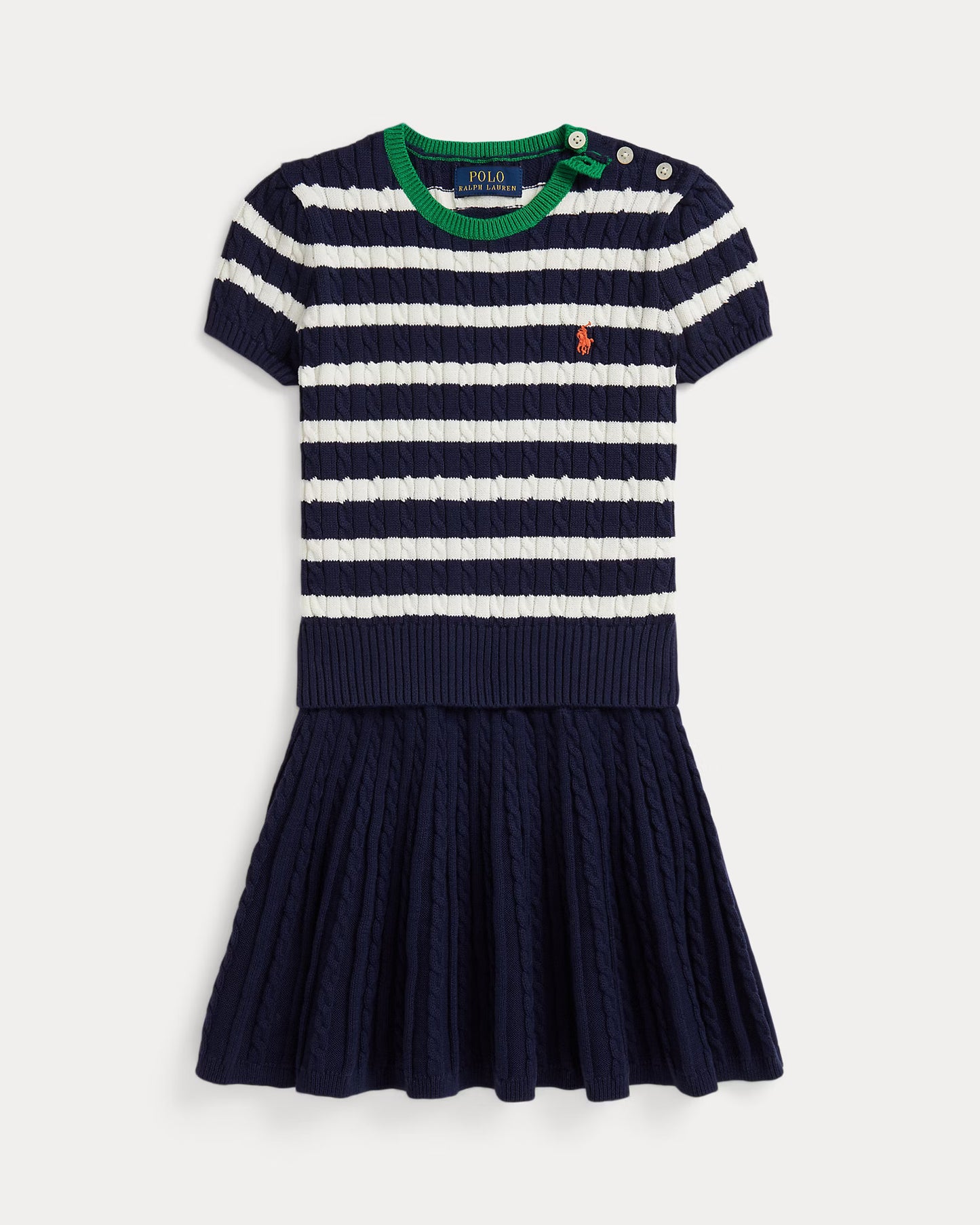 Striped Cotton Sweater & Skirt Set
