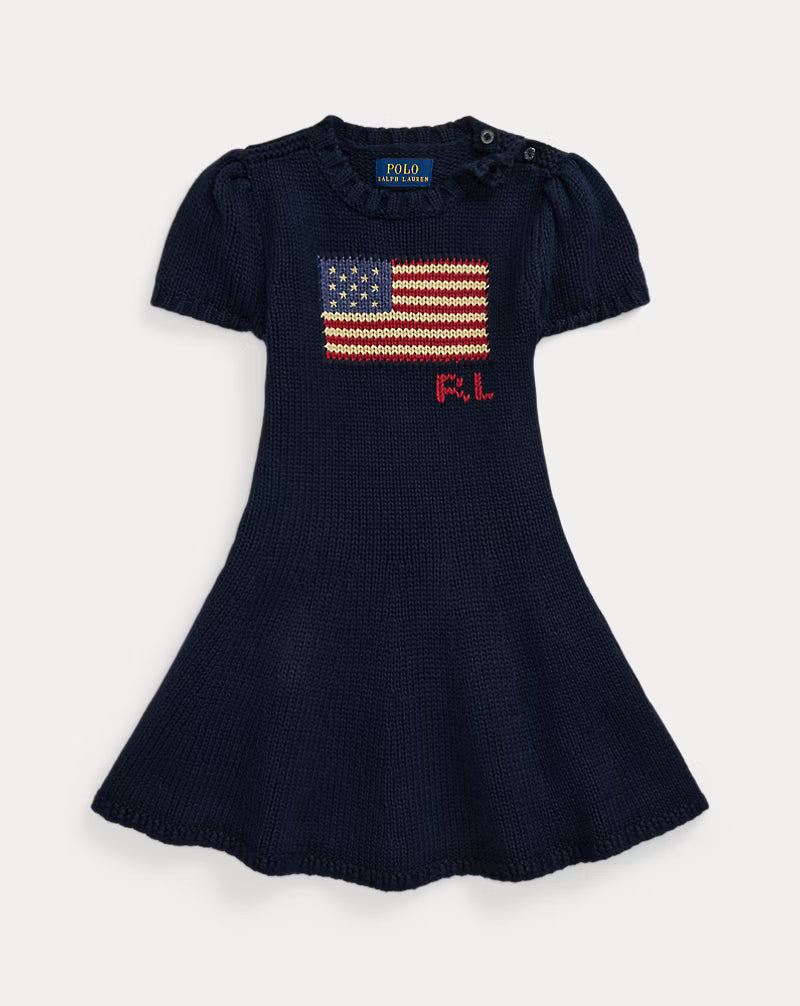 Flag-Intarsia Cotton Sweater Dress