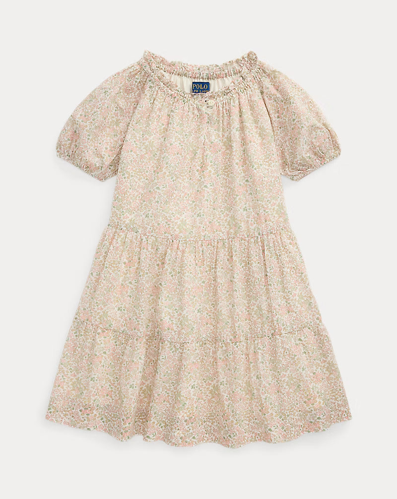 Floral Tiered Cotton Batiste Dress