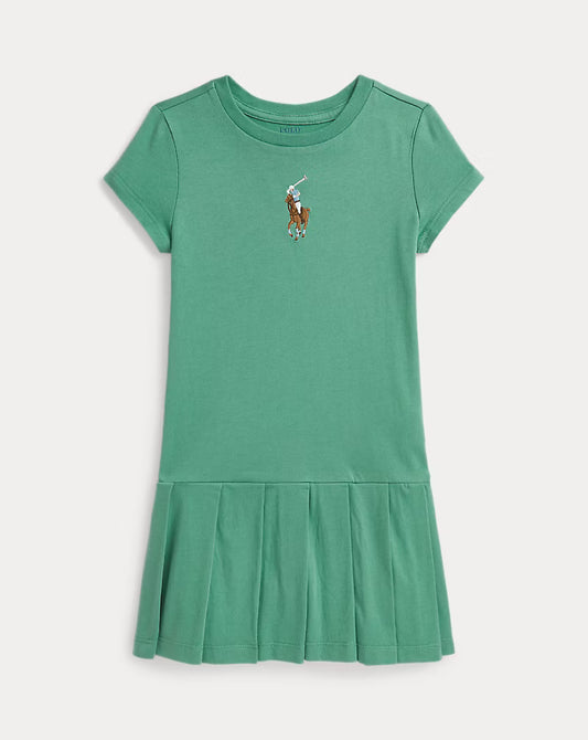Big Pony Pleated Cotton Jersey Dress