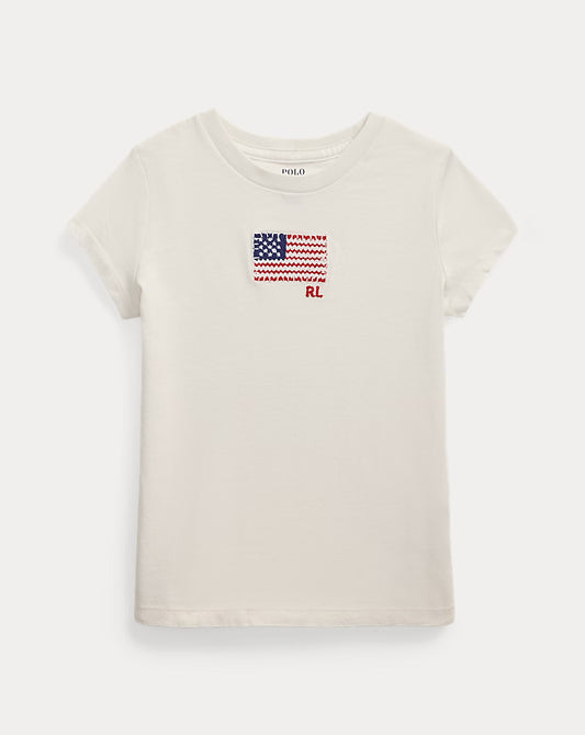 Flag-Appliqué Cotton Jersey Tee