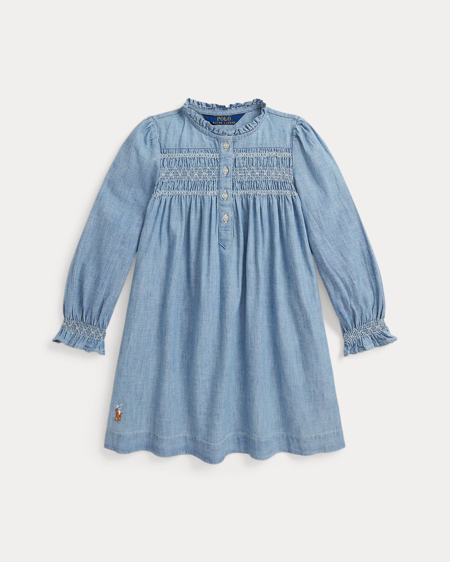 Smocked Indigo Chambray Dress