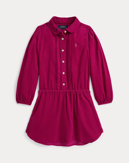 Pintucked Cotton Corduroy Dress