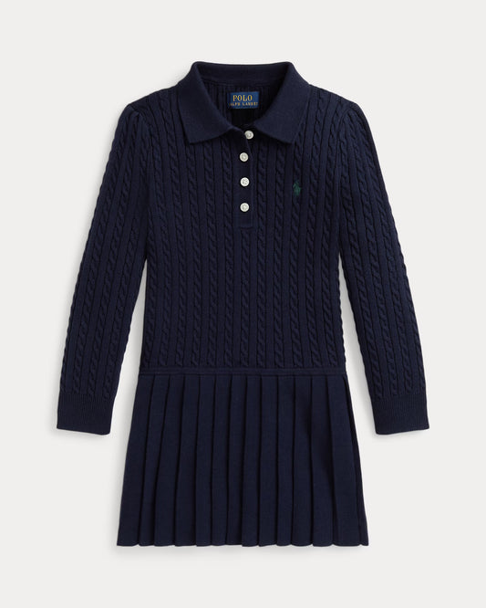 Mini-Cable Polo Sweater Dress (2 Colors)