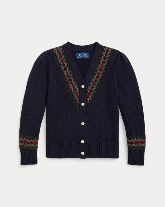 Fair Isle Cotton-Blend V-Neck Cardigan