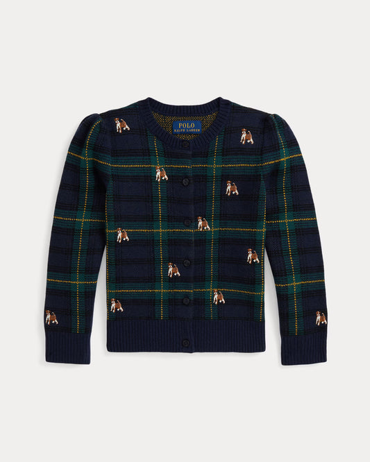 Dog-Embroidered Wool Cardigan