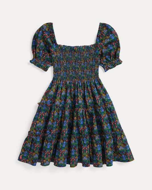 Floral Smocked Cotton Jersey Dress