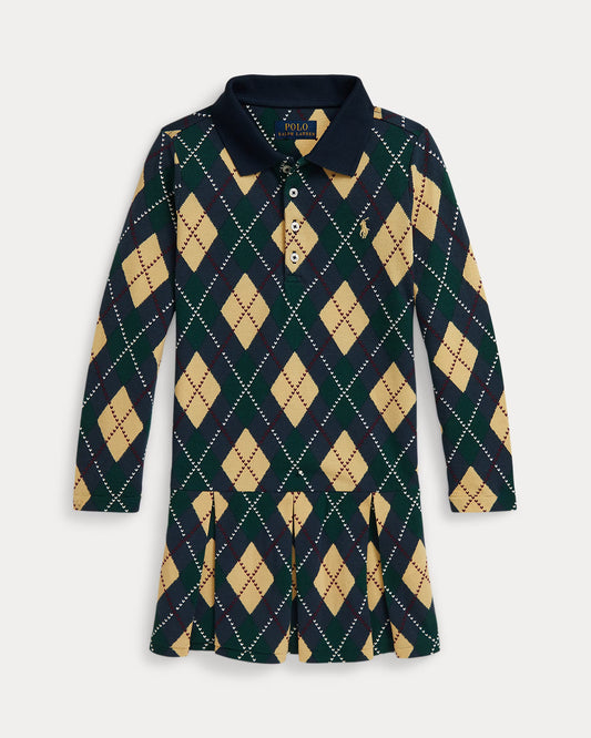 Argyle Stretch Mesh Polo Dress