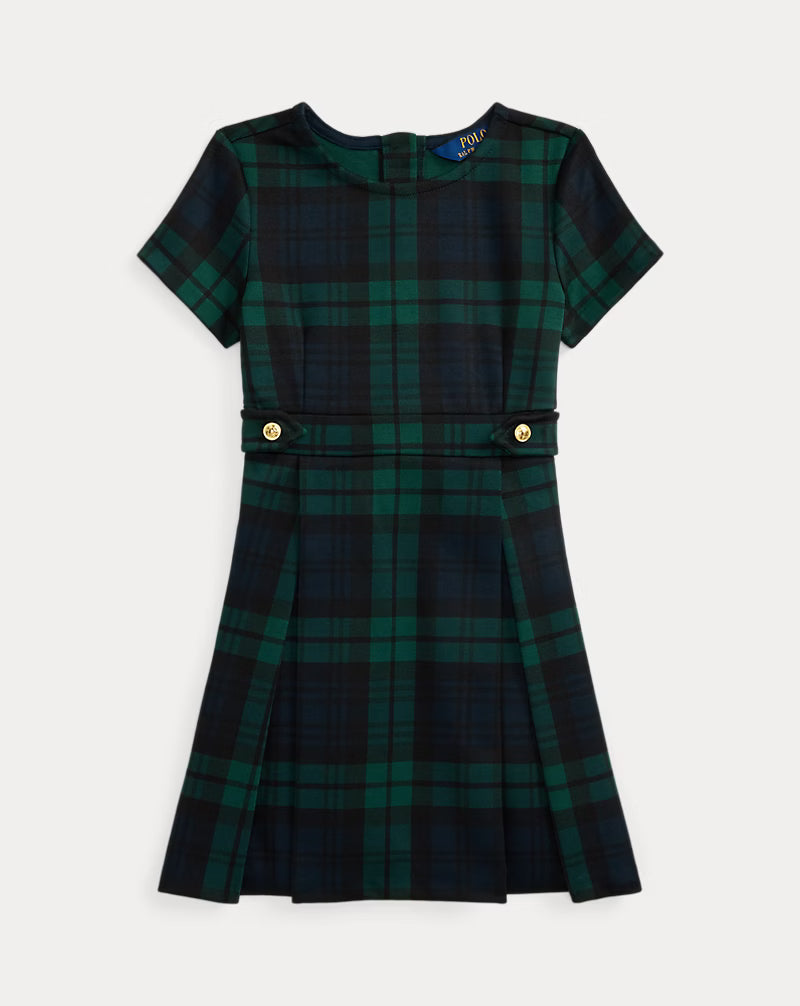 Plaid Pleated Ponte Dress