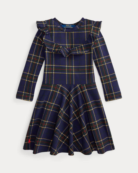 Plaid Ruffled Stretch Jersey Dress