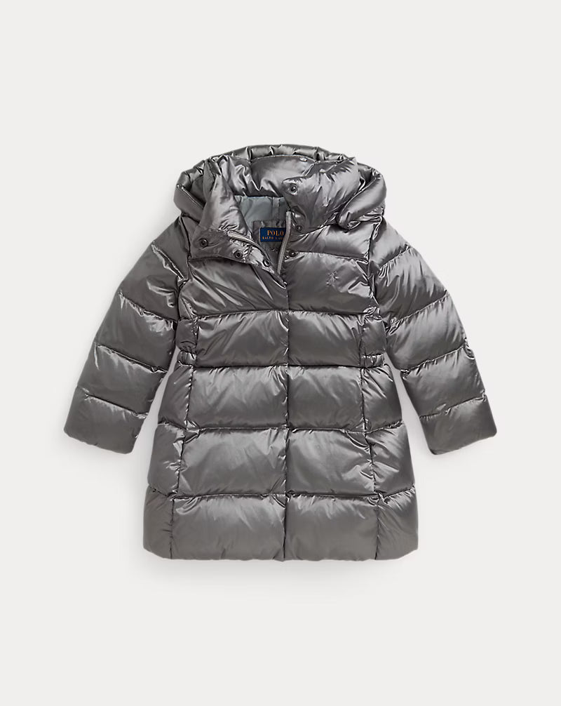 Metallic Down Hooded Long Jacket (2 Colors)