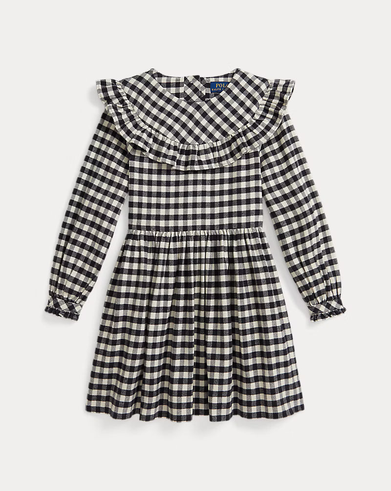 Buffalo Check Ruffled Cotton Twill Dress
