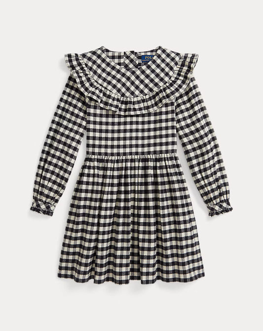 Buffalo Check Ruffled Cotton Twill Dress