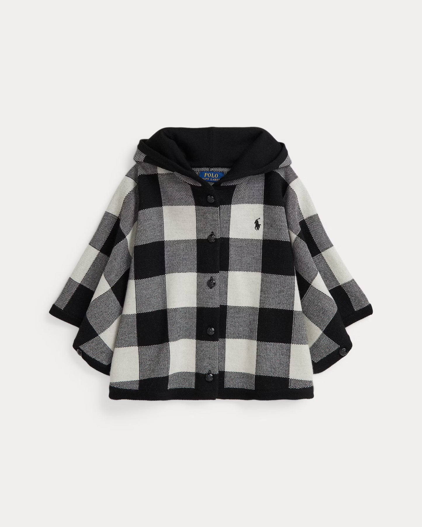 Checked Wool Hooded Poncho