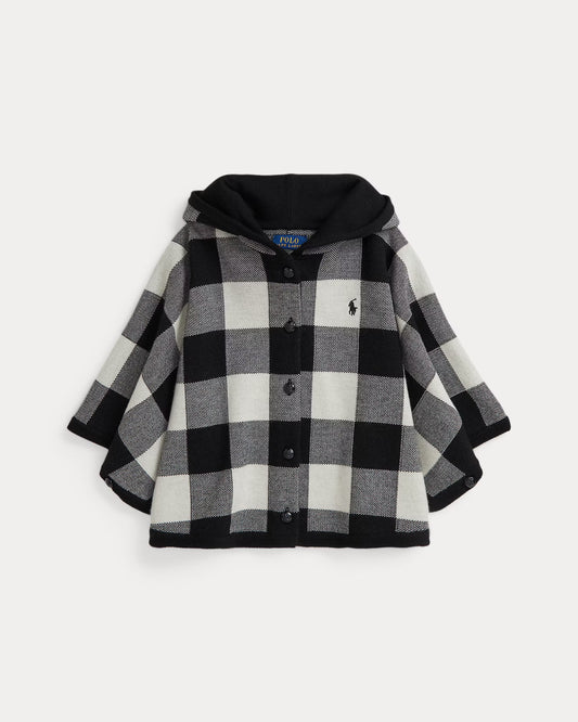 Checked Wool Hooded Poncho