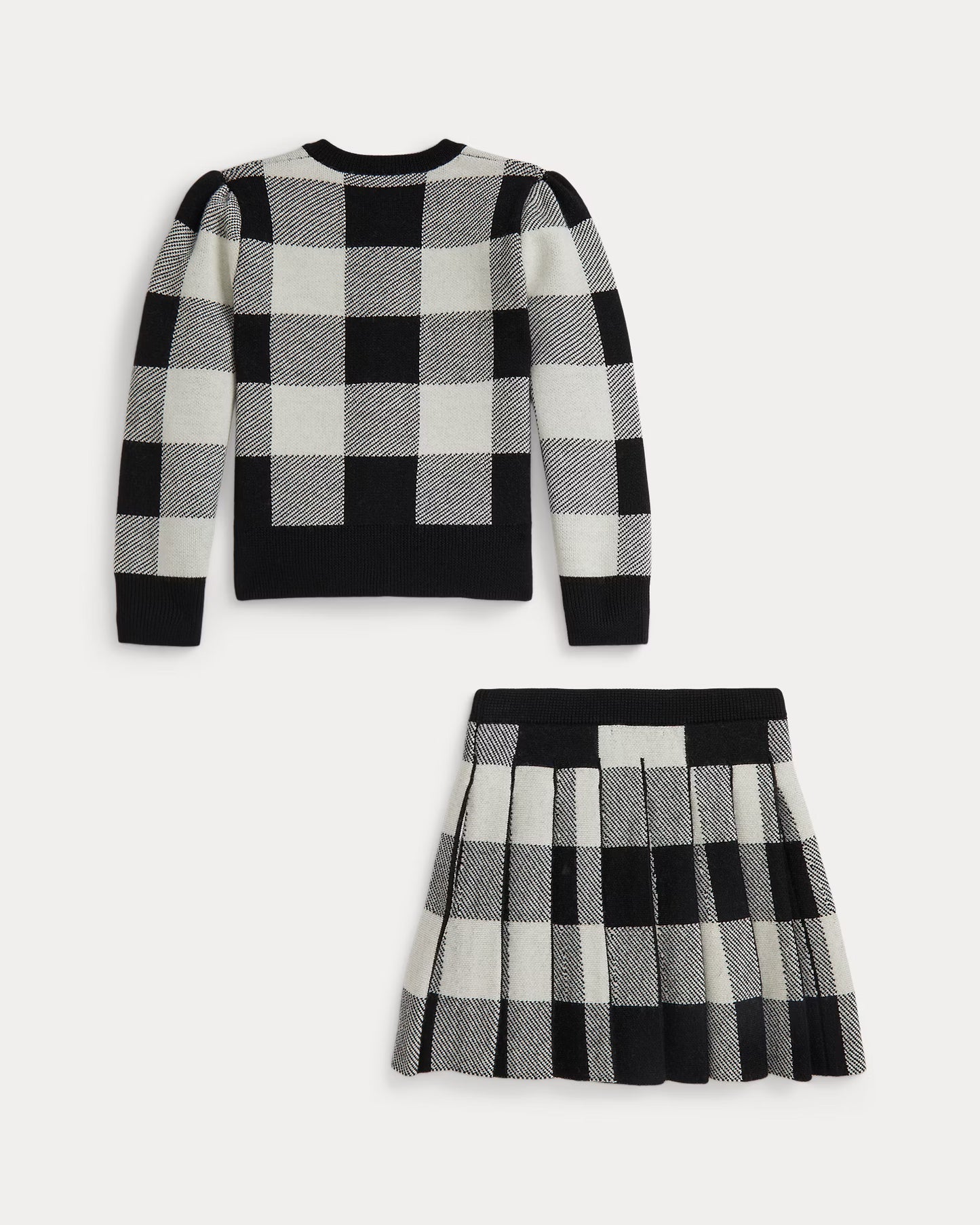 Buffalo Check Wool Cardigan & Skirt Set