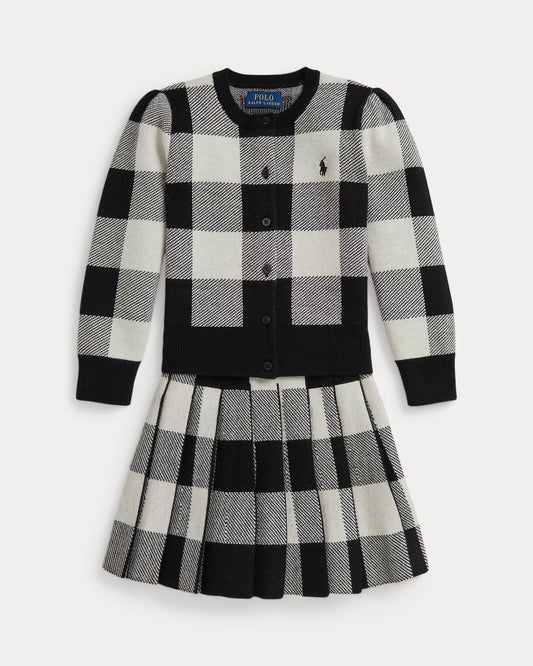 Buffalo Check Wool Cardigan & Skirt Set