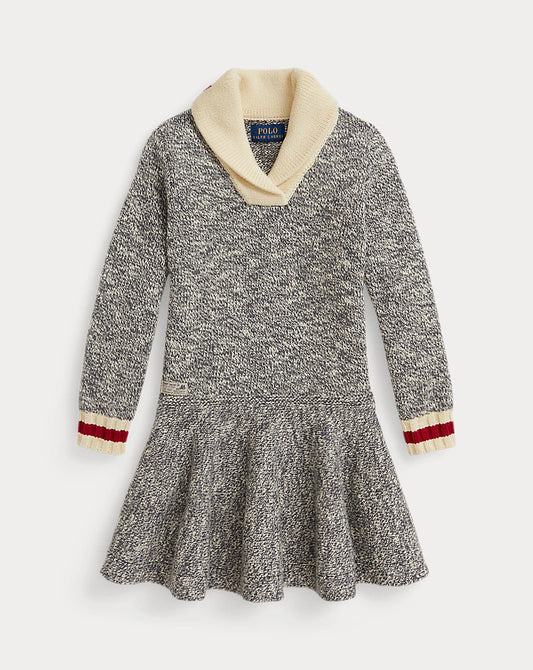 Shawl-Collar Cotton Sweater Dress