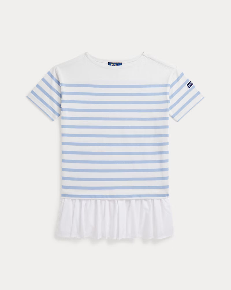 Striped Poplin-Skirt Cotton Dress